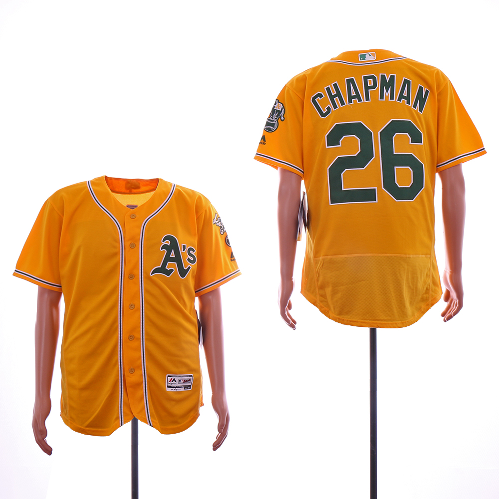 Men Oakland Athletics #26 Chapman Yellow Elite MLB Jerseys